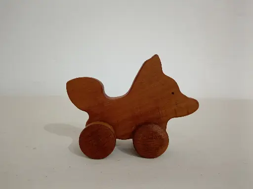 [TMM001] Zorrito Rodante – Juguete artesanal en madera natural 